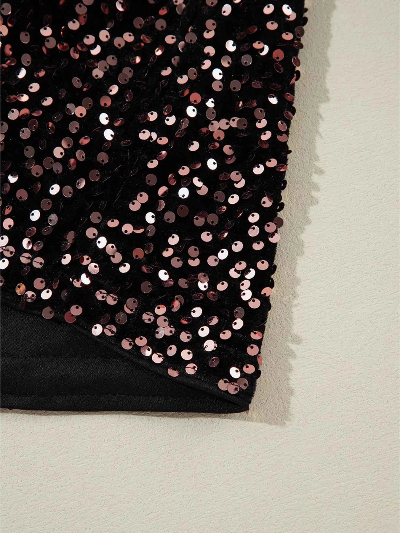 Sequin Long Sleeve Cutout Back Top