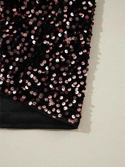 Sequin Long Sleeve Cutout Back Top