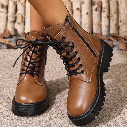 Round Toe Block Heels Boots