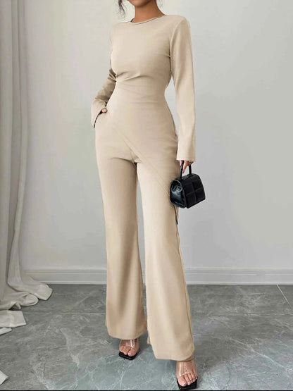 Asymmetric Long Sleeve Top and Pants Set