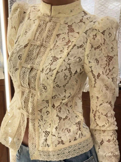 Lace Button-Up Shirt