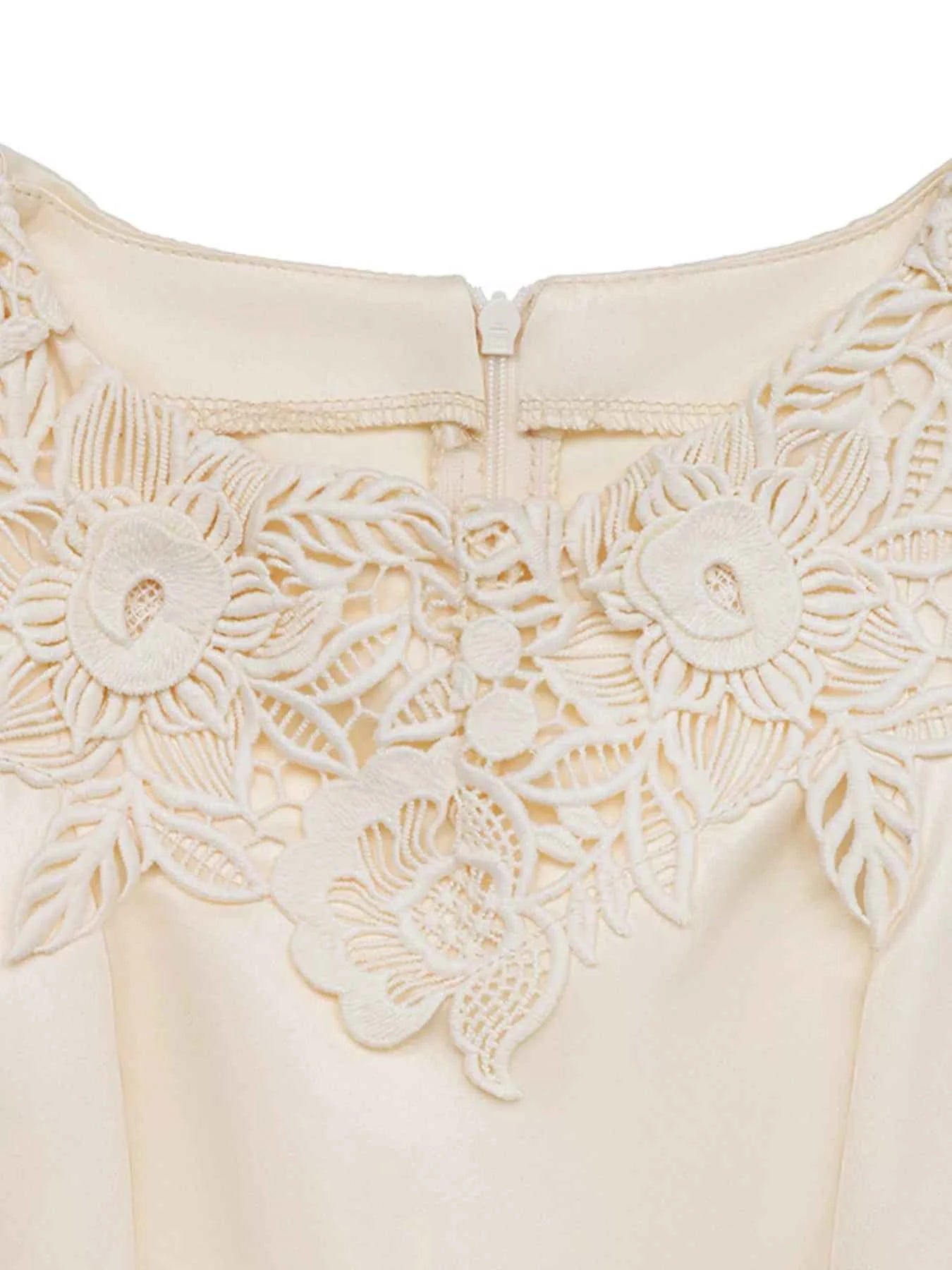 Lace Trim Belted Wide Leg Jumpsuit