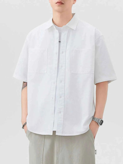 Men's Plus Size Button Up Half Sleeve Shirt