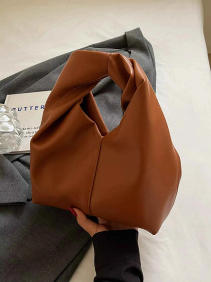 Knot Handle Leather Handbag
