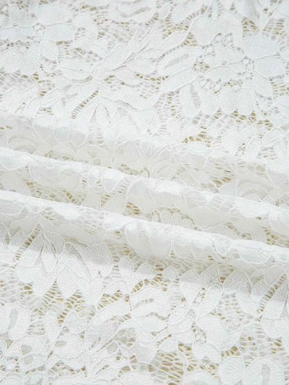 Lace Crochet Bell Sleeve Mock Neck Blouse