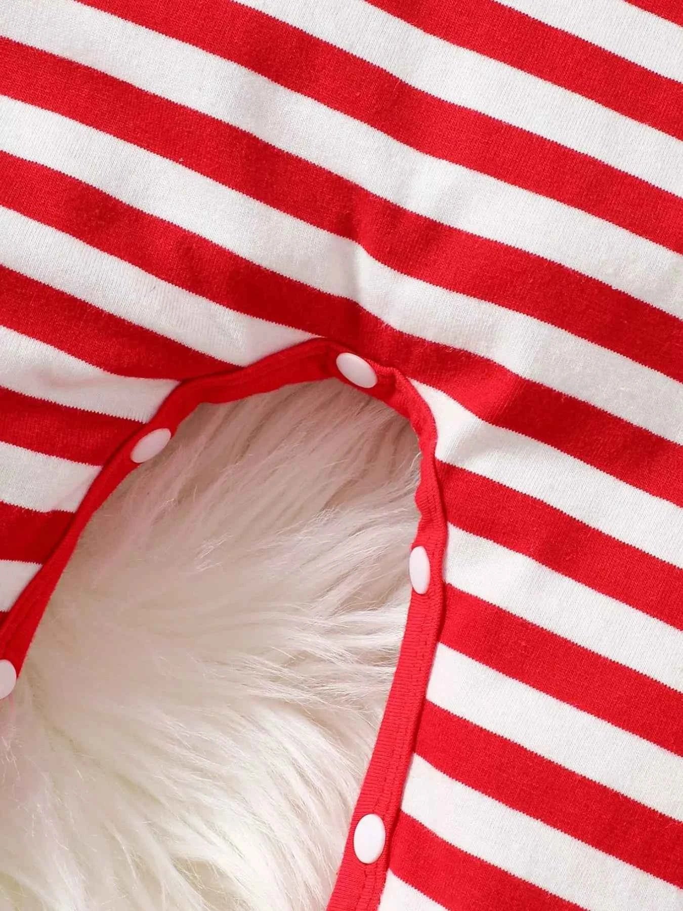 Children's Christmas Santa Striped Snapped Legs Jumpsuit