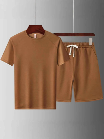 Men's Plus Size Short Sleeve Top and Shorts Set