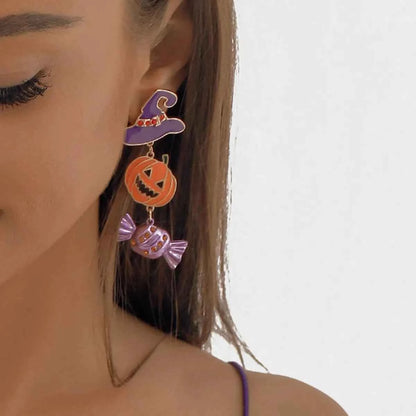 Halloween 18K Gold-Plated Alloy Pumpkin Earrings