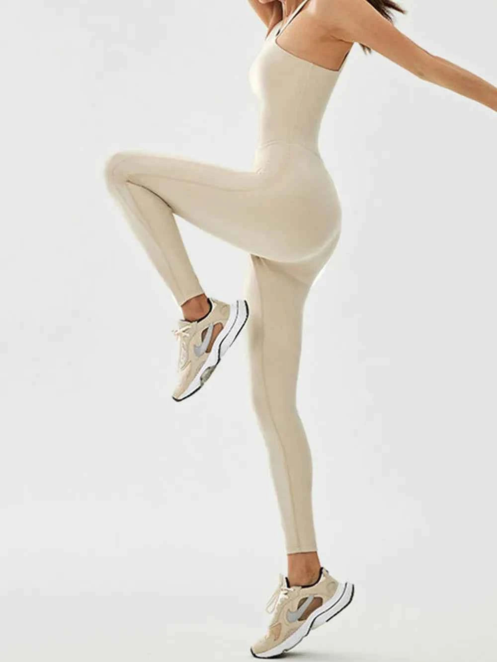 Cutout Asymmetrical Neck Active Jumpsuit