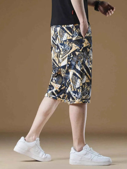 Men's Plus Size Geometric Print Shorts