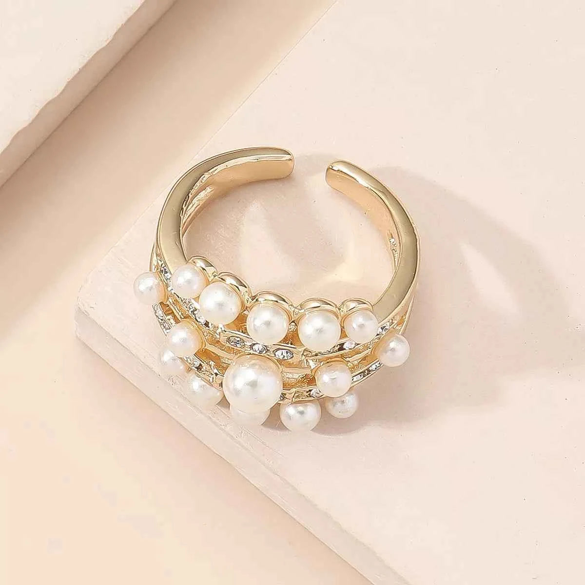 Pearl 18K Gold-Plated Open Ring