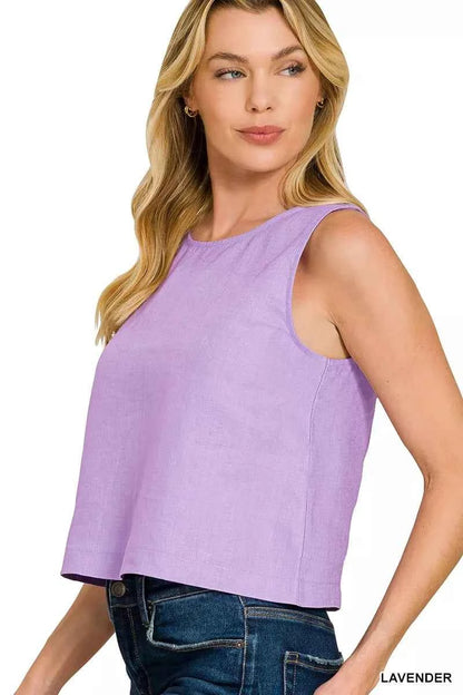Zenana Linen Cropped Tank Top