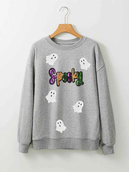 Halloween Spooky Ghost Sequin Sweatshirt