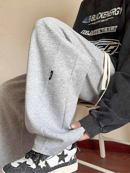 Men's Plus Size Relaxed Wide-Leg Drawstring Pants