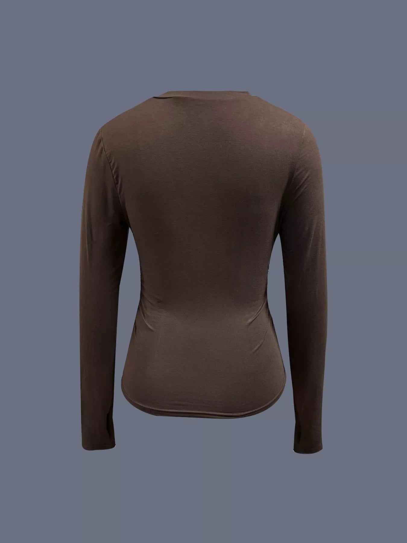 Ruched Long Sleeve T-Shirt with Floral Cuff Detail