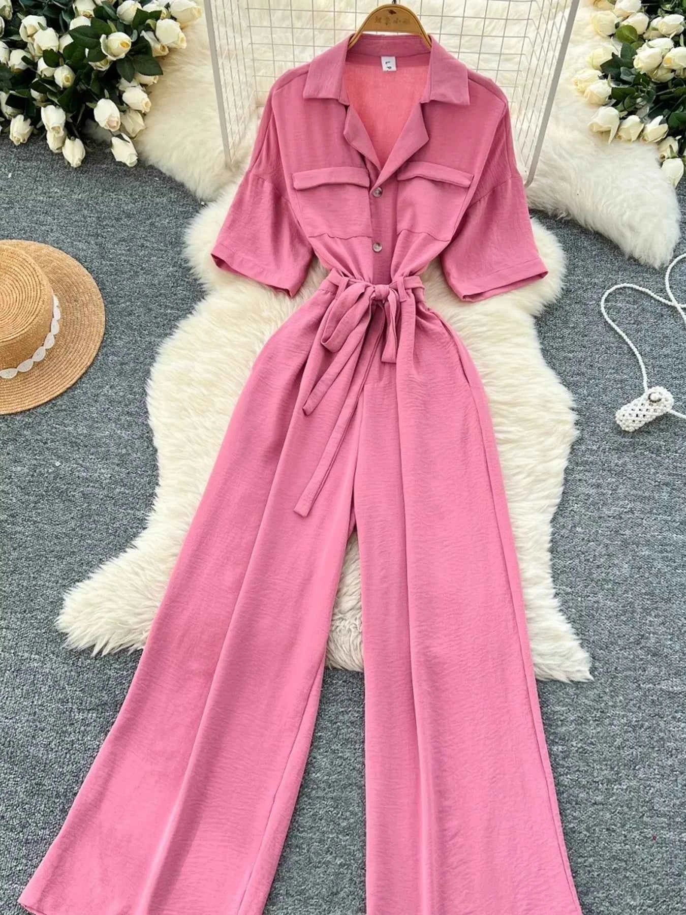 Tie Waist Wide Leg Jumpsuit