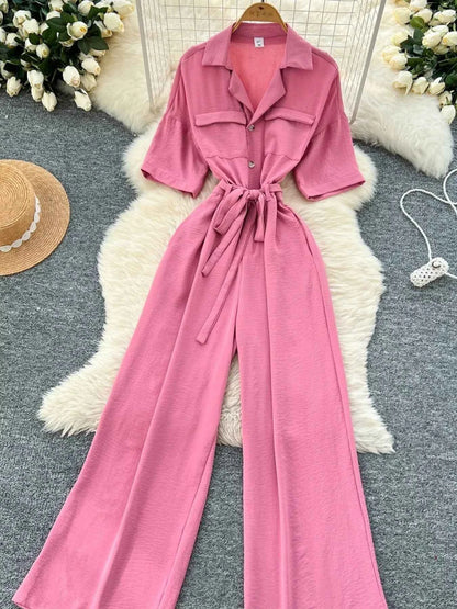 Tie Waist Wide Leg Jumpsuit