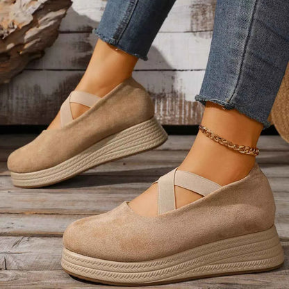 Crisscross Wedge Slip-Ons