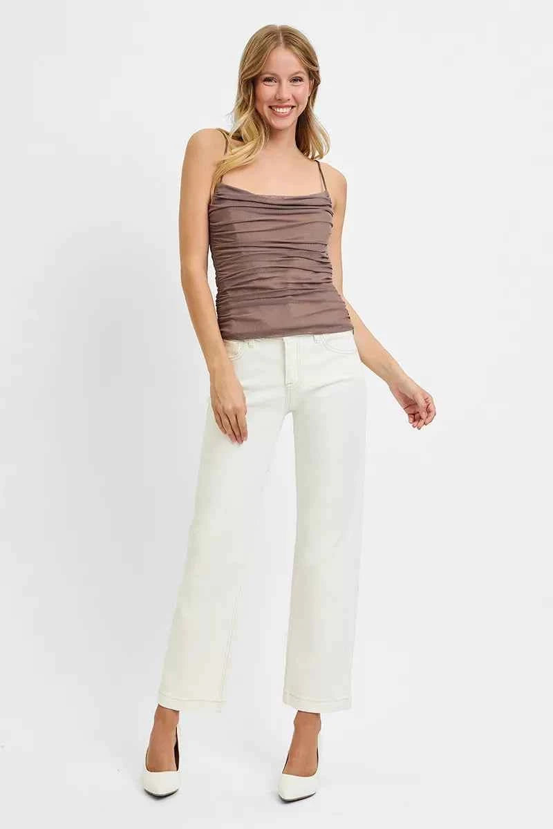 RISEN Full Size Tummy Control Mid Rise Ankle Straight Jeans Plus Size