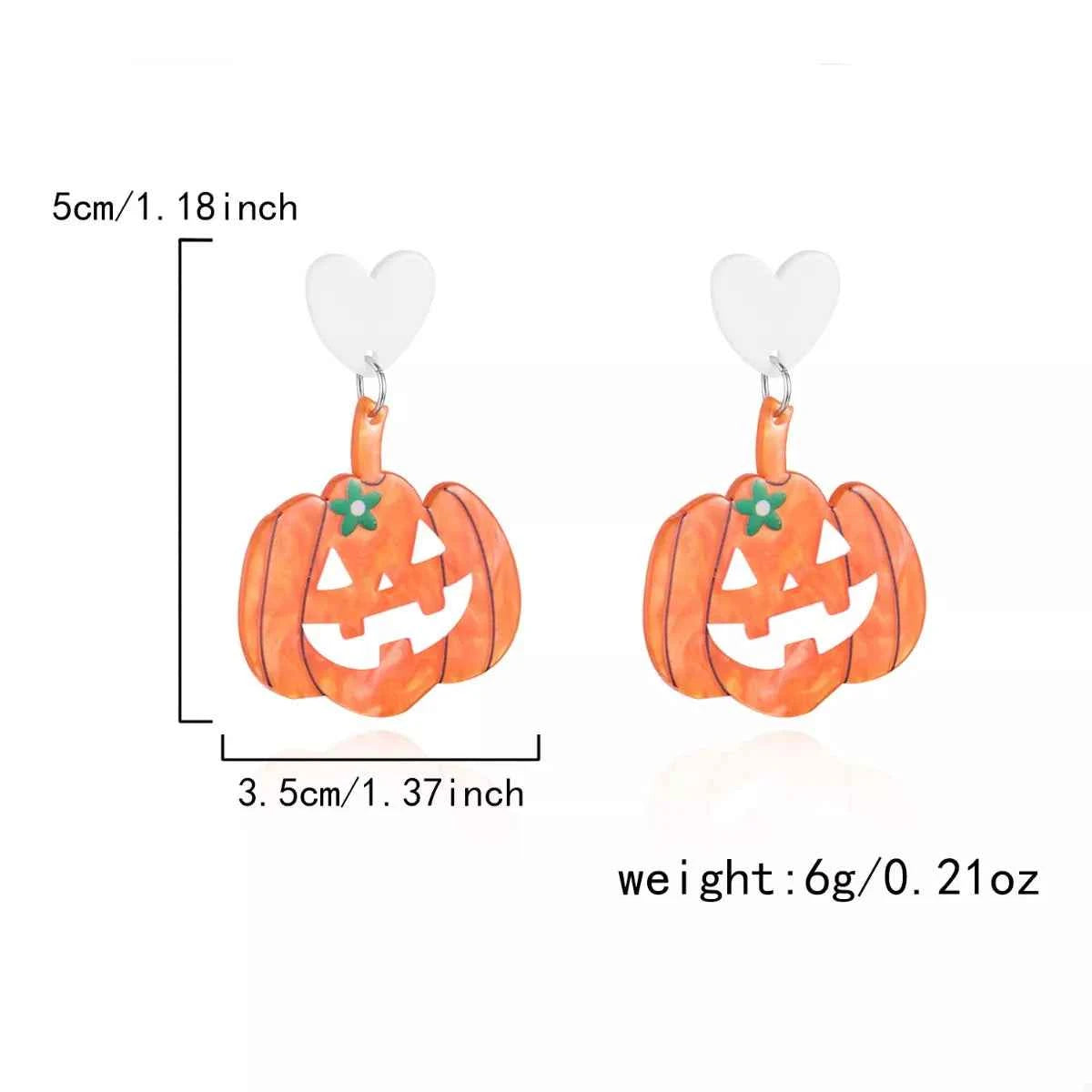 Halloween Pumpkin Heart Drop Earrings