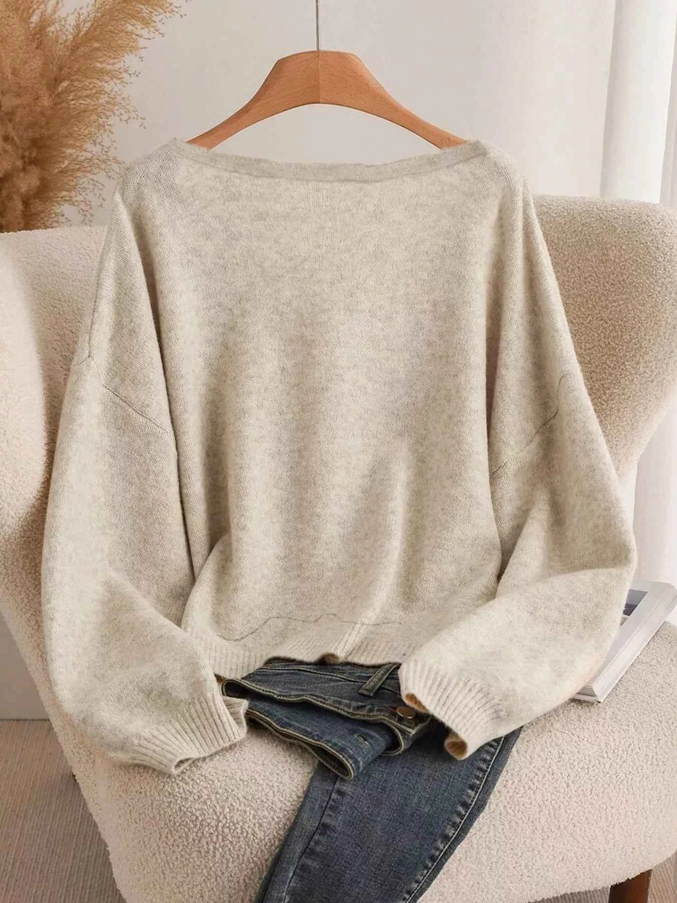 Bow-knot Front V-Neck Knit Cardigan