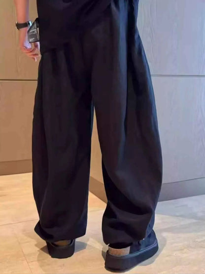Men's Plus Size Relaxed Wide-Leg Drawstring Pants