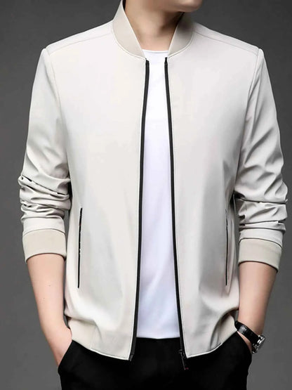 Men's Plus Size Full Zip Front Closure Bomber Jacket with Pockets