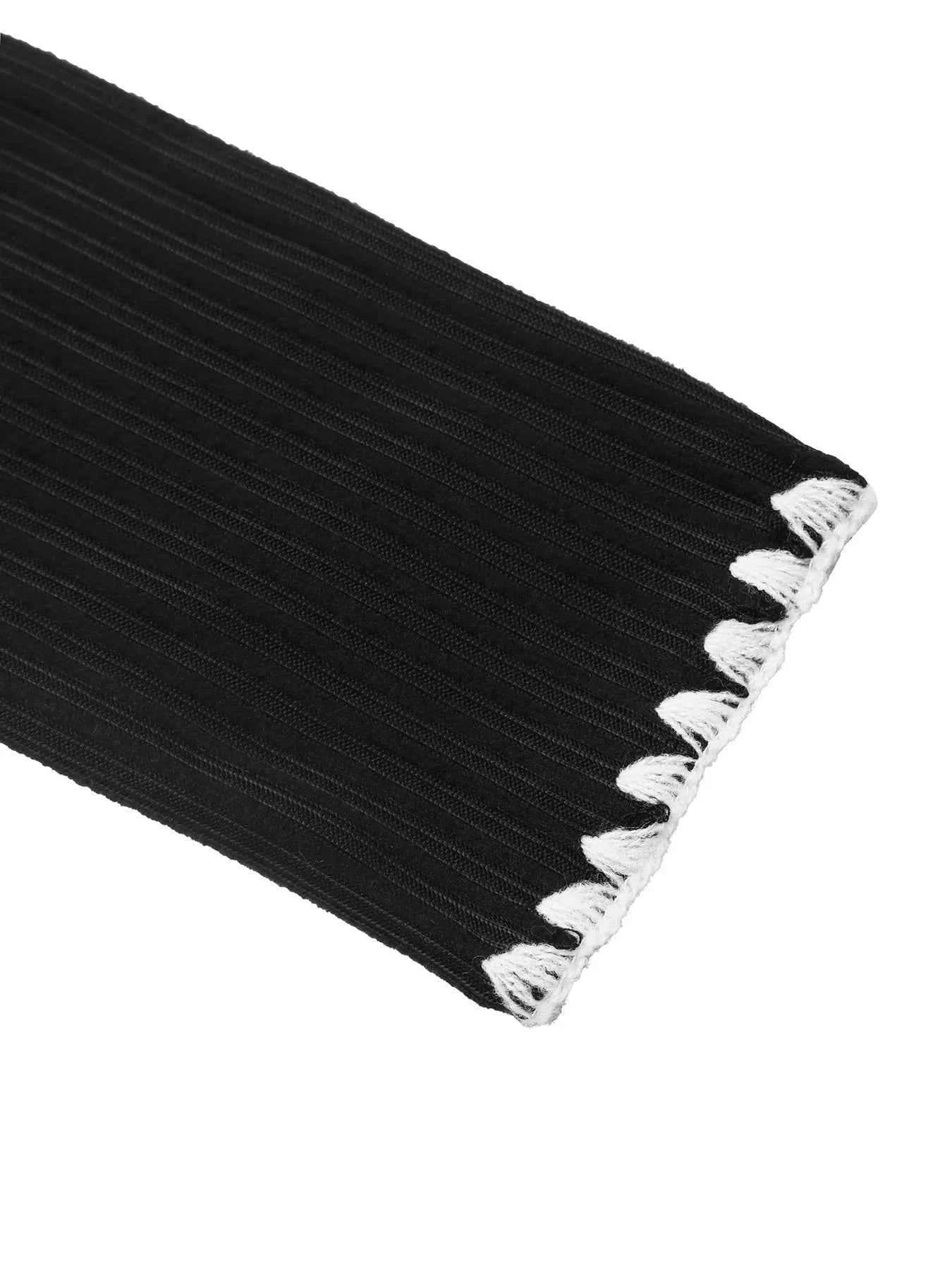 Contrast Trim Texture Long Sleeve Sweater Dress