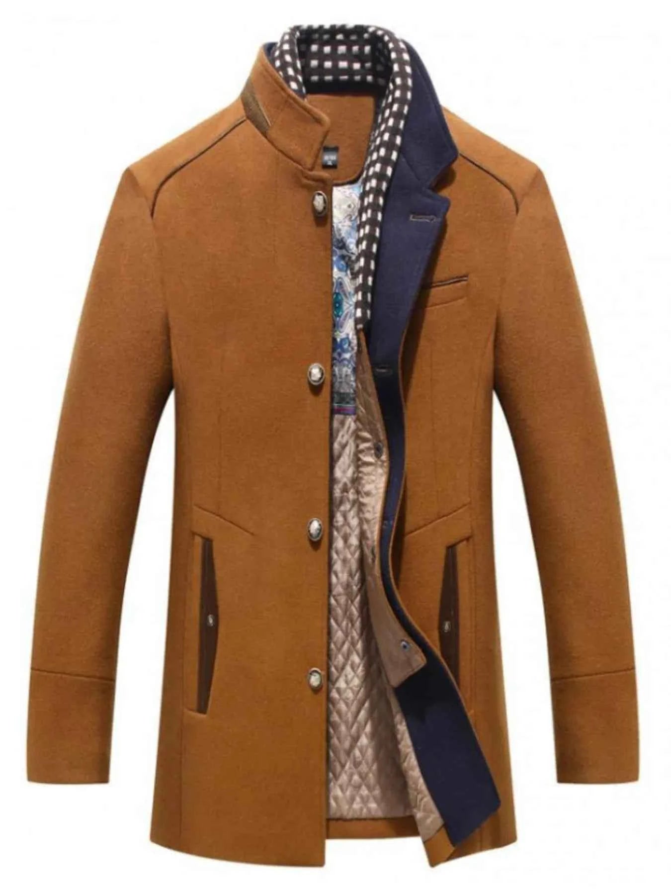Men's Plus Size Quilted Inner Long Sleeve Coat