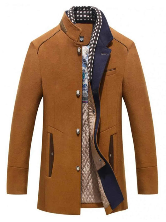 Men's Plus Size Quilted Inner Long Sleeve Coat