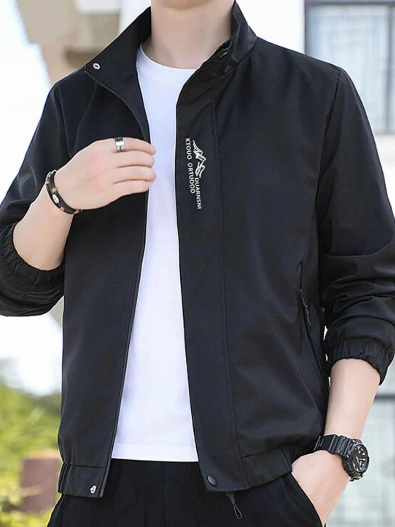 Men's Plus Size Zip Up Long Sleeve Jacket