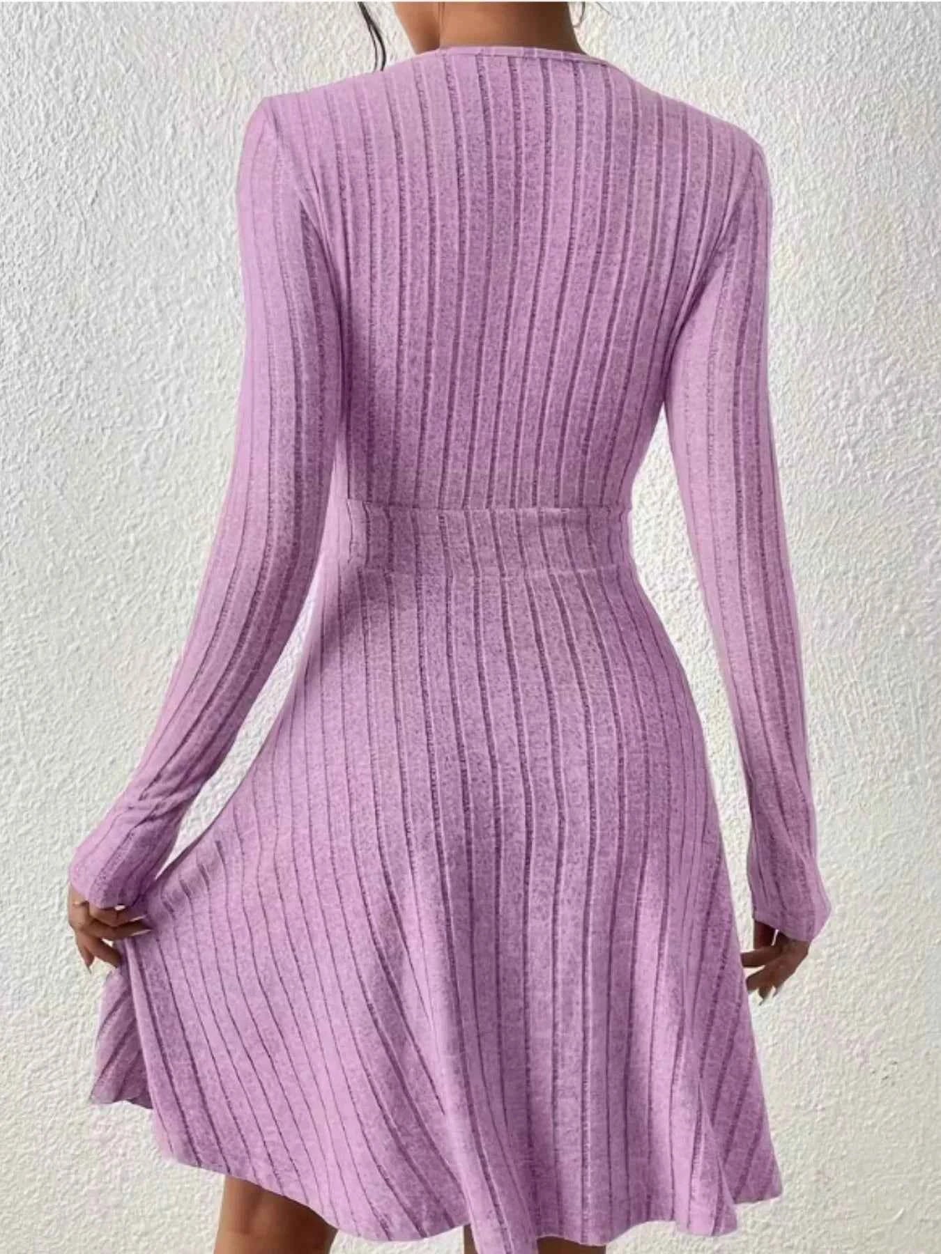 Ribbed Knit Wrap Mini Dress