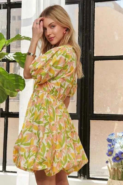 ADORA Puff Sleeve Floral Dress