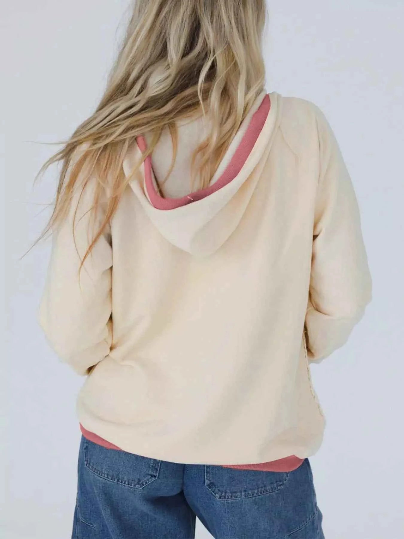 Crochet Panel Kangaroo Pocket Hoodie