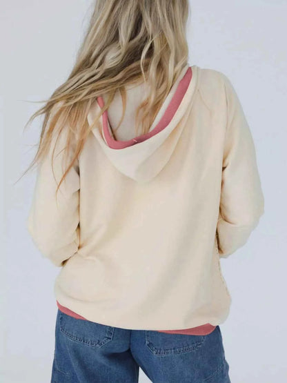Crochet Panel Kangaroo Pocket Hoodie