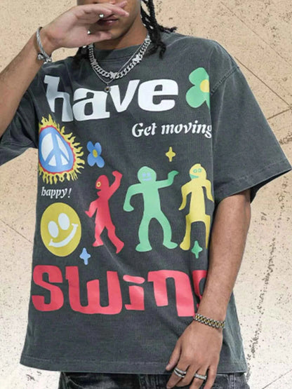 Men's Graphic Round Neck Oversized T-Shirt