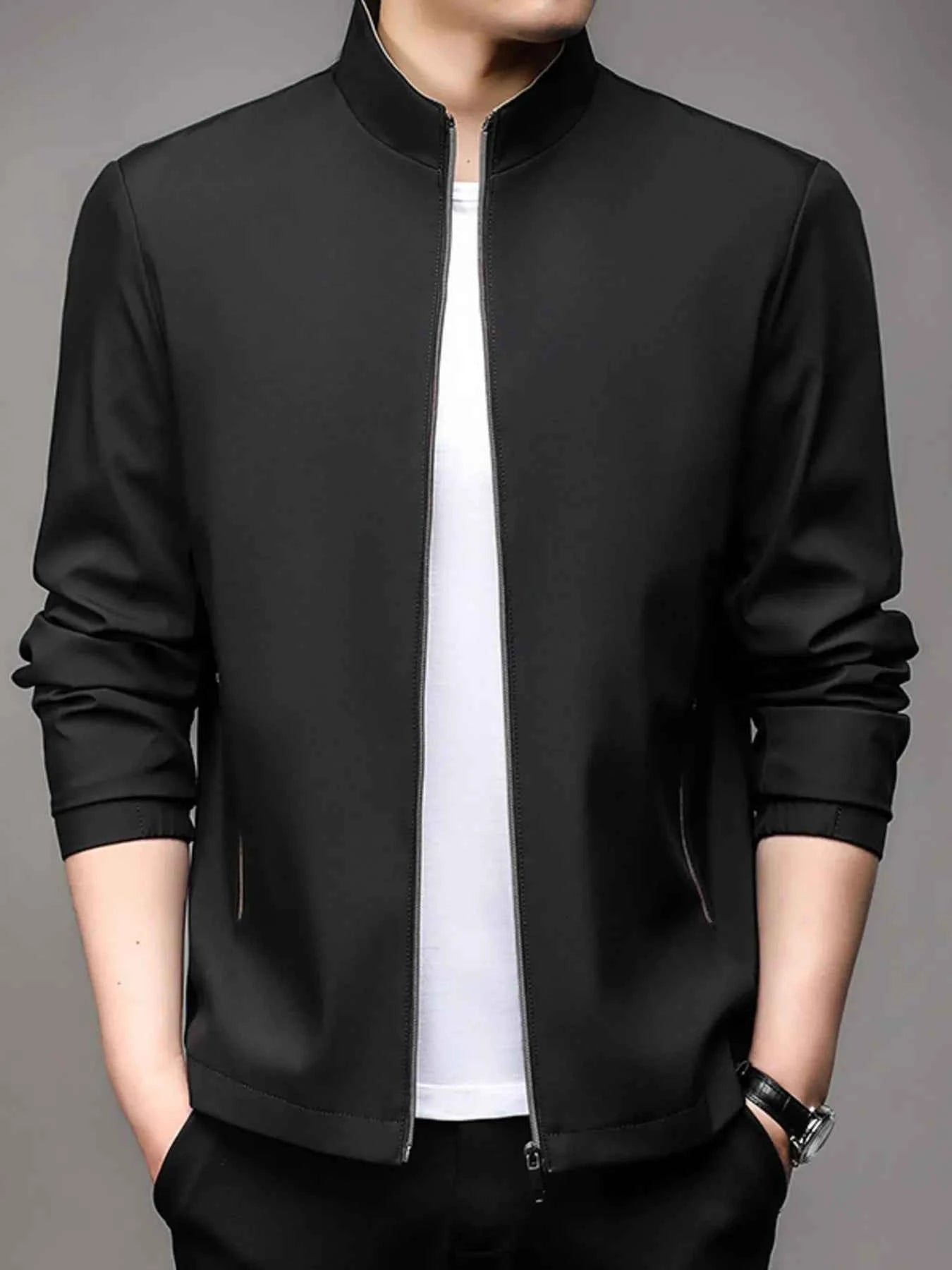 Men's Plus Size Zip Up Long Sleeve Jacket