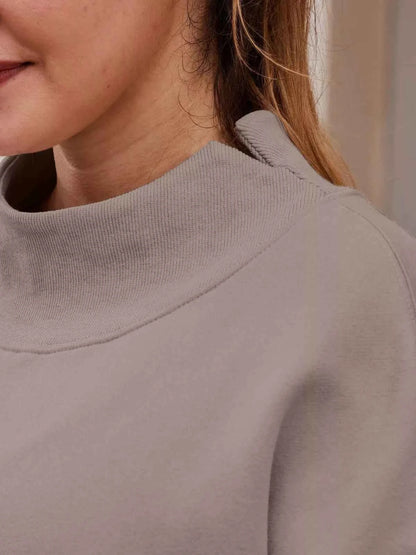 Mock Neck Dropped Shoulder Sweatshirt