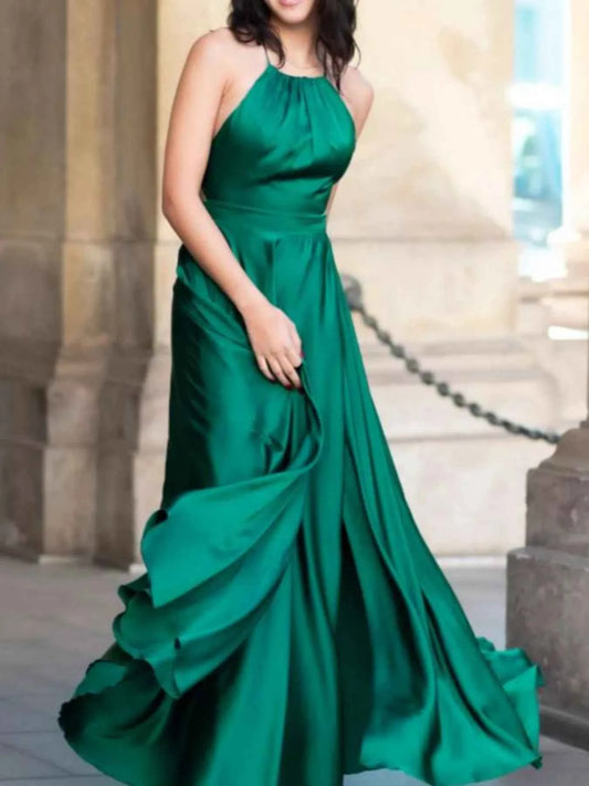 Halter Neck Slit Maxi Dress