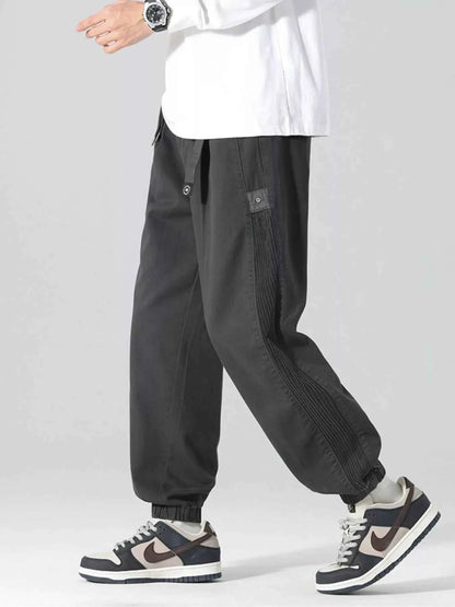 Men's Plus Size Drawstring Cargo Joggers with Pockets