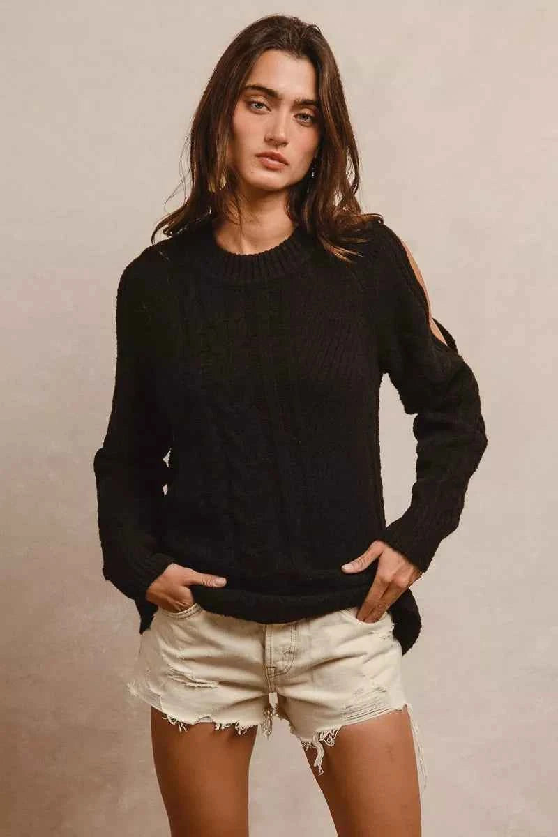 BiBi Twist Knitted Open Shoulder Sweater