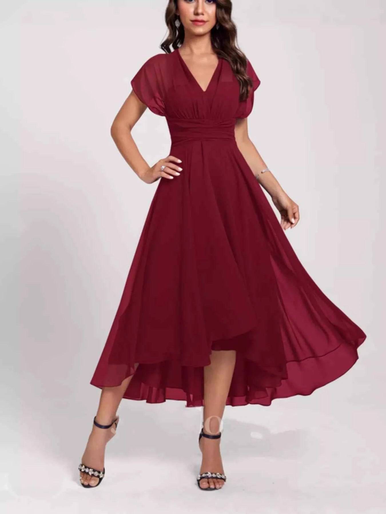 Ruched A-Line Midi Dress