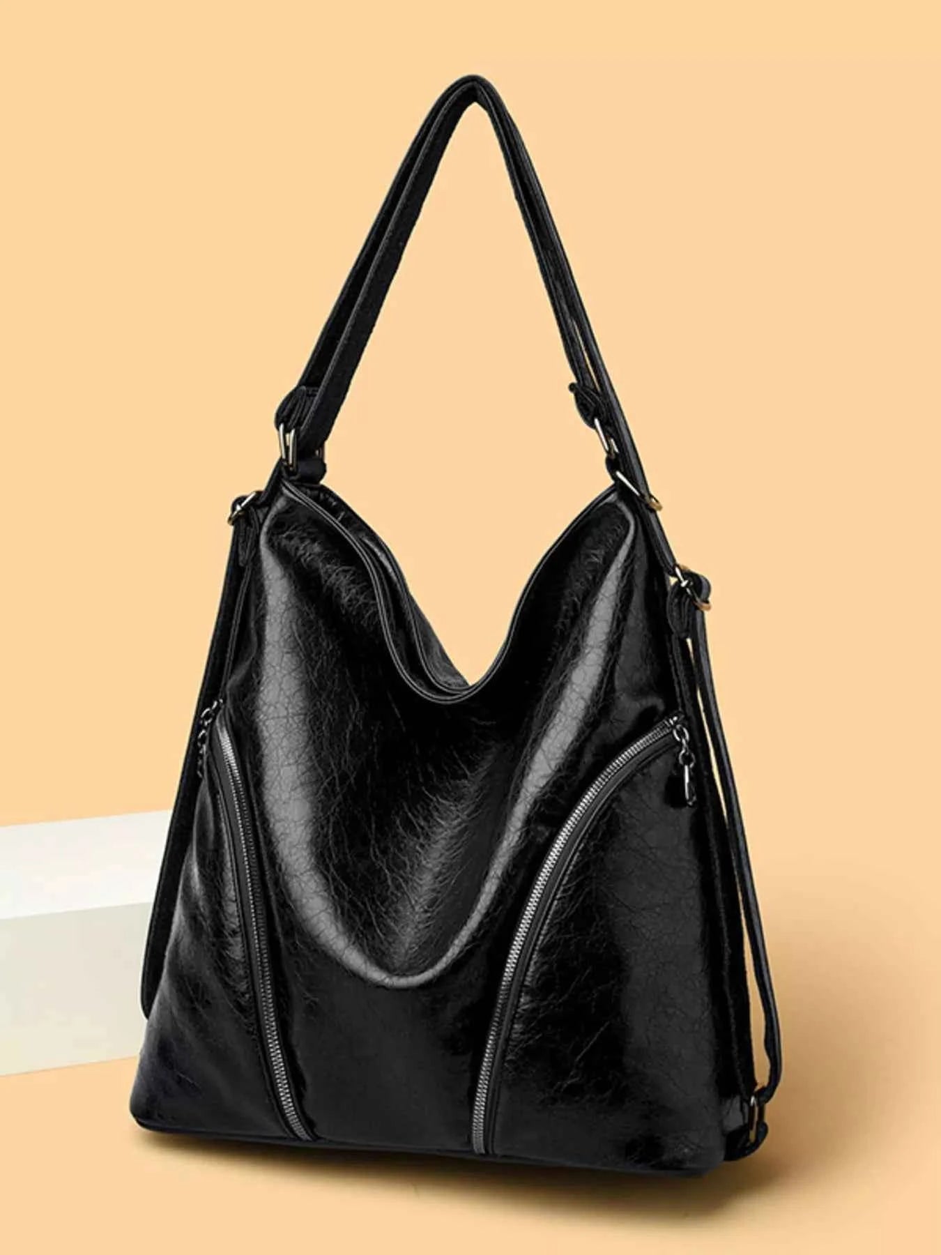 Large PU Leather Hobo Tote Bag