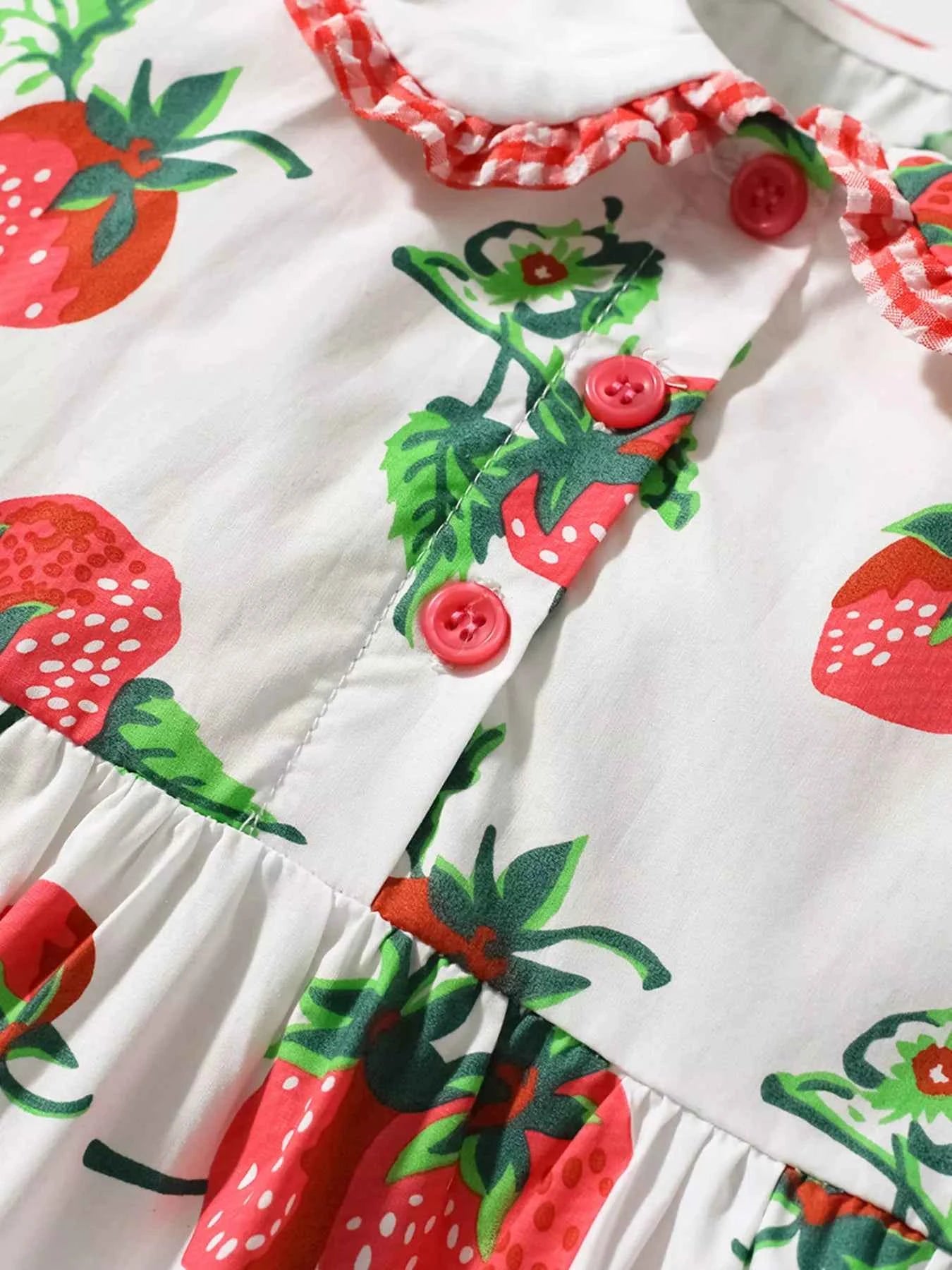 Children's Strawberry Print Peter Pan Collar Dress