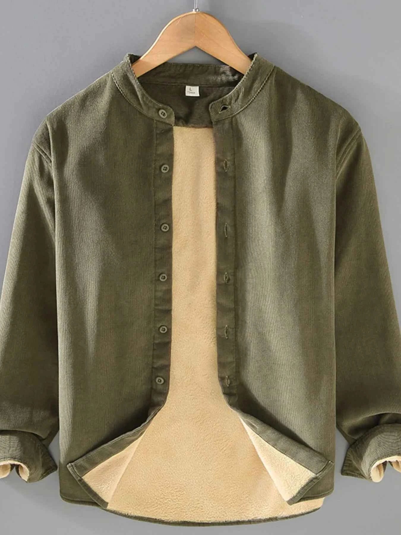 Men's Plus Size Button Up Long Sleeve Jacket