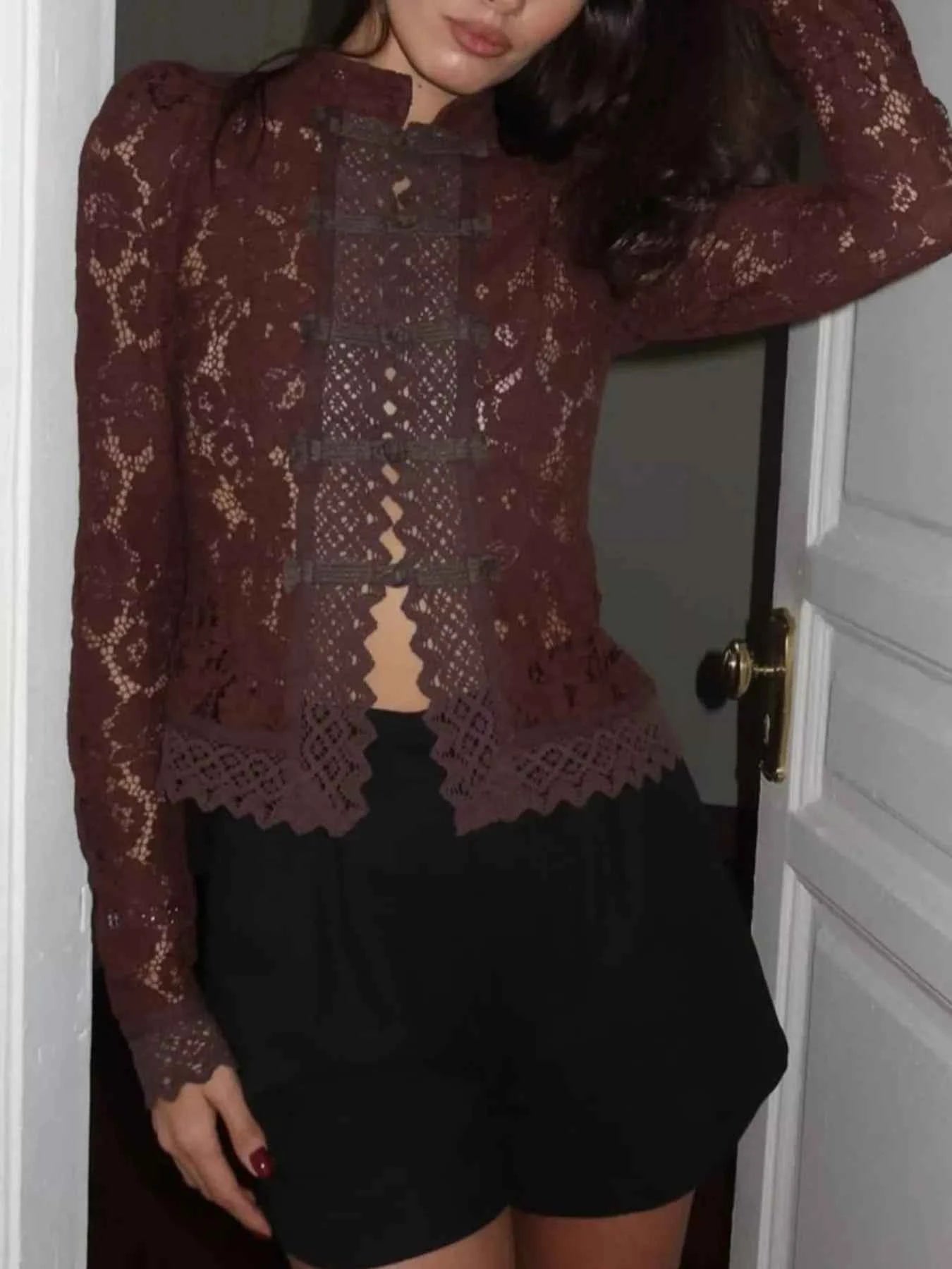 Lace Button-Up Shirt