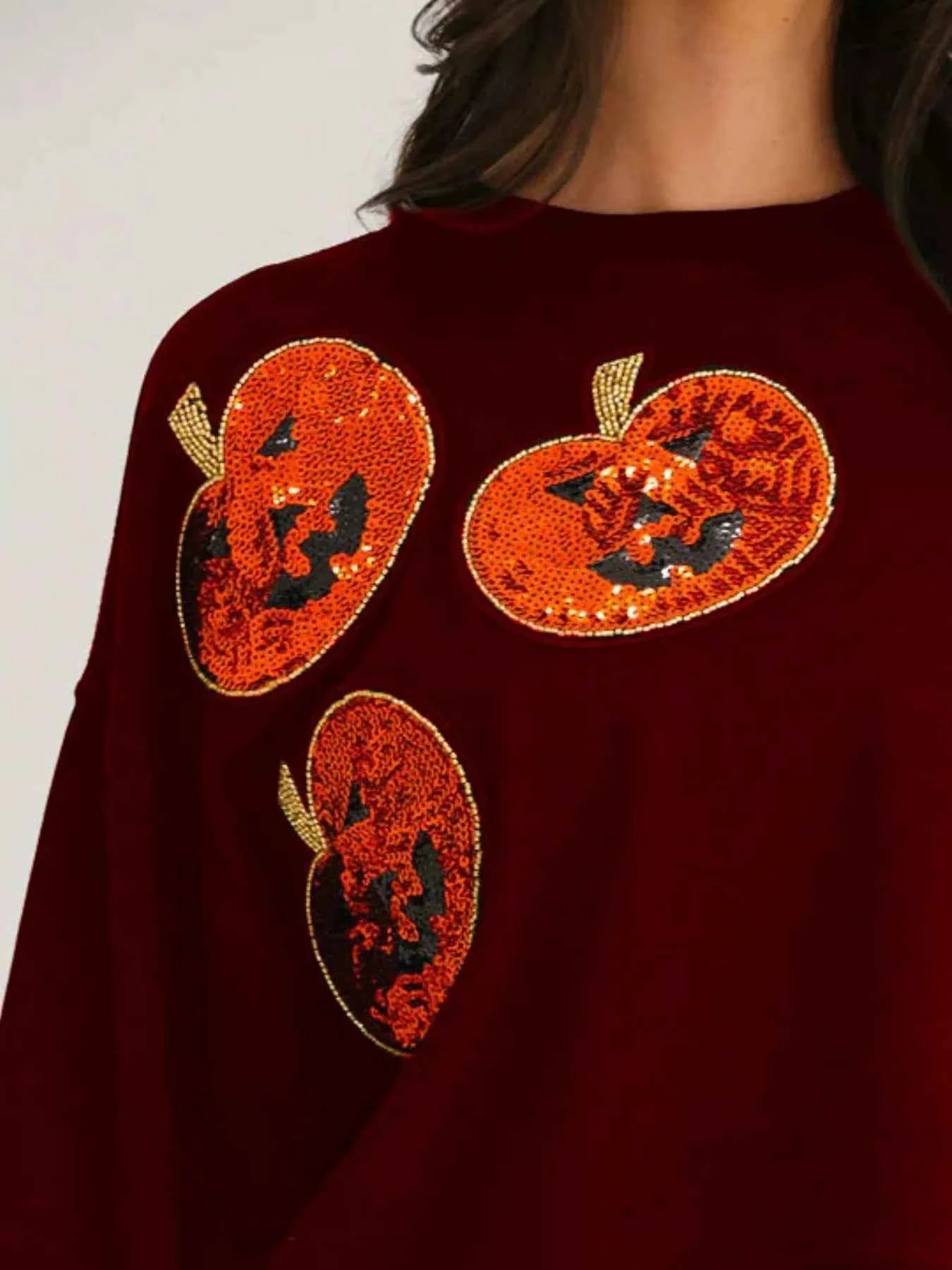 Halloween Pumpkin Round Neck Sweatshirt