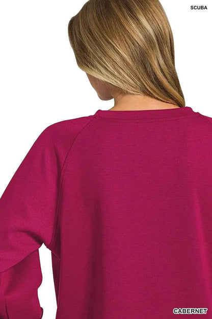 Zenana Scuba Crewneck Sweatshirt and Pants Set