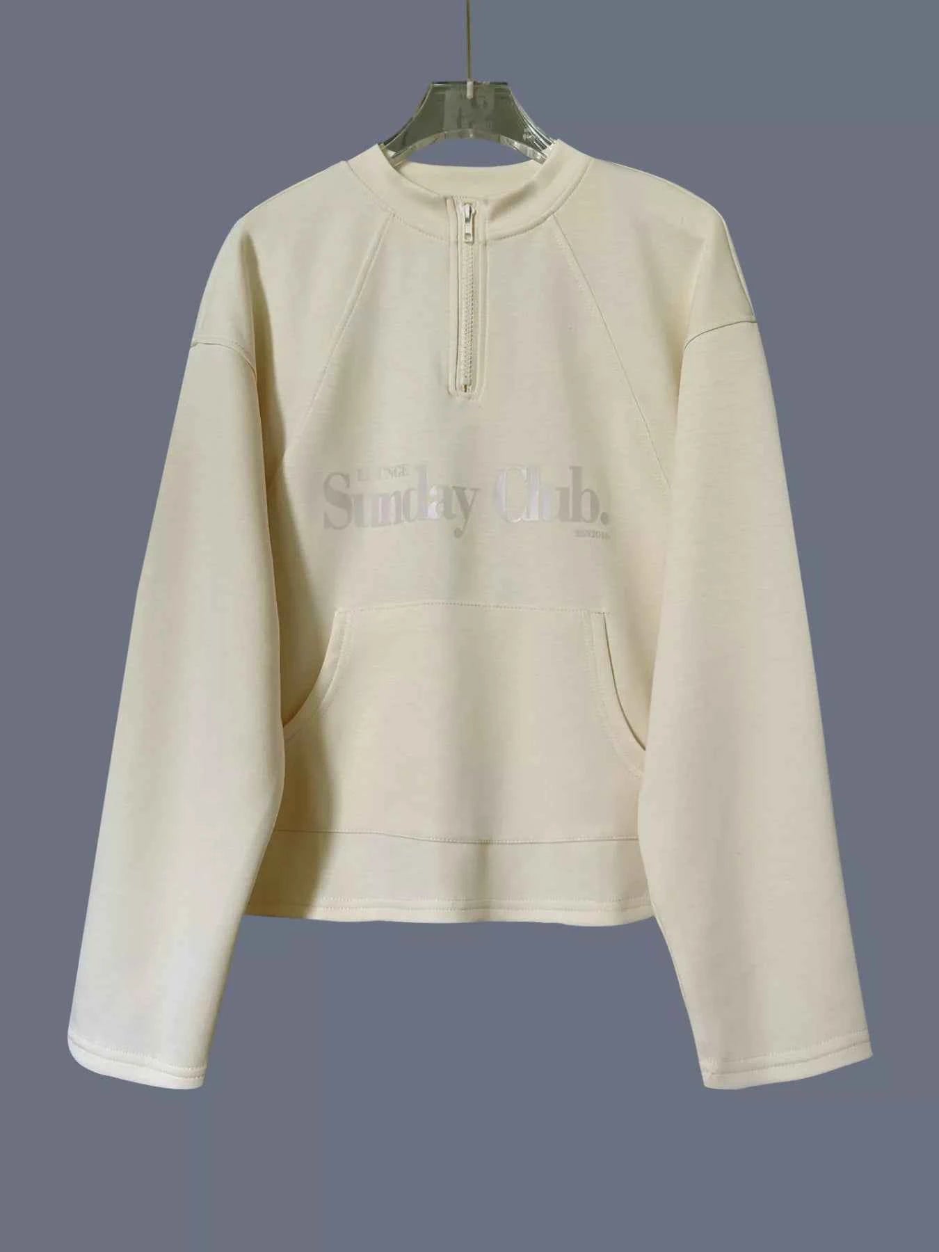 Quarter Zip Raglan Sleeve Sweatshirt