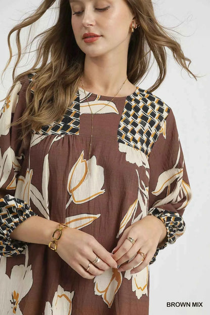 Umgee Floral High-Low Babydoll Dress